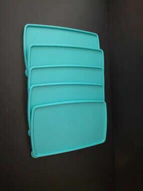 Tupperware Set of 5 Replacement Container Covers Only in Teal Blue #714-6